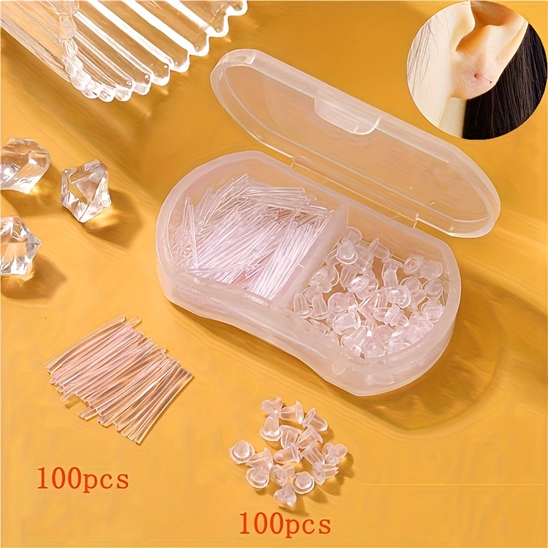 100 Pairs Clear Plastic Earrings w/ Storage Box